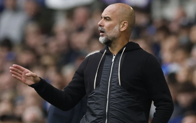 Manchester City manager Pep Guardiola gestures