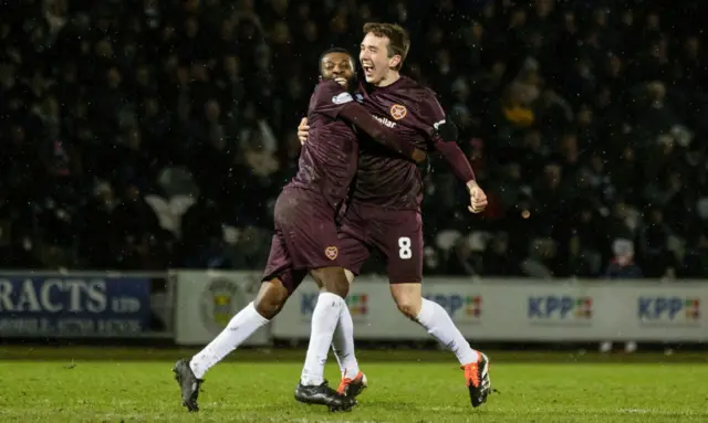 Calem Nieuwenhof celebrates his equaliser in Paisley