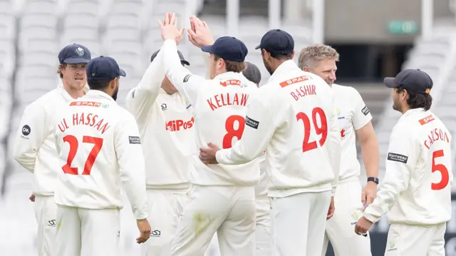 Leicestershire celebrate wicket