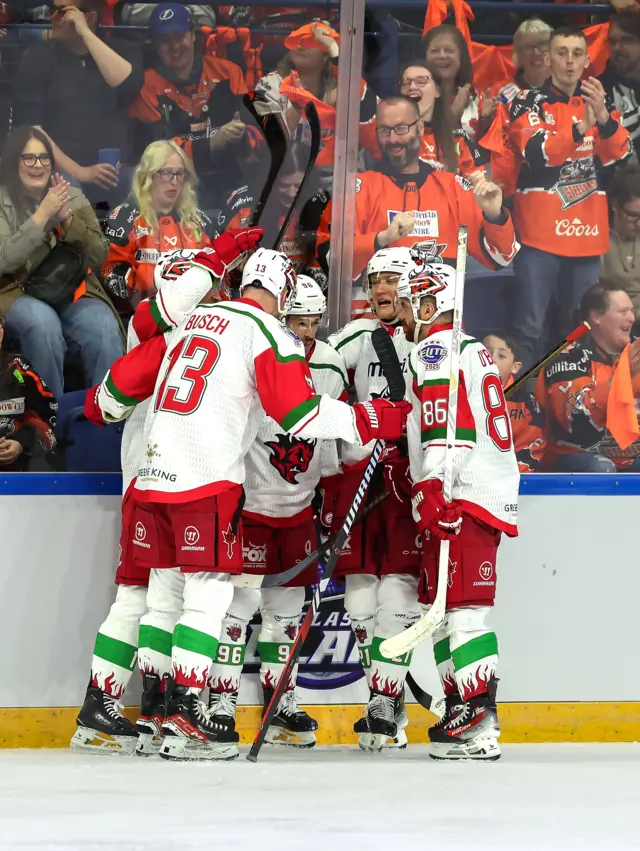 Devils celebrating big lead after two periods