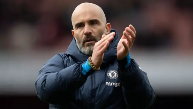 Chelsea manager Enzo Maresca applauds the away fans