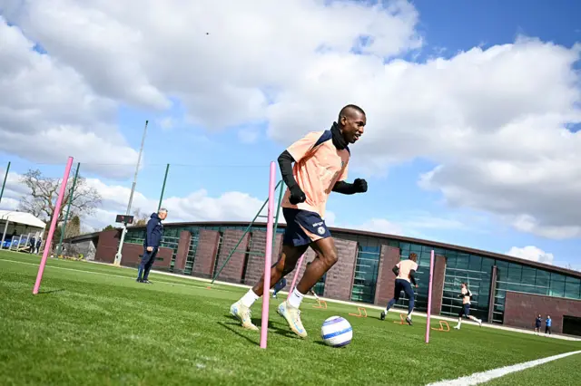 Nicolas Jackson of Chelsea during a training session