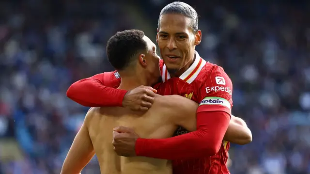 Liverpool's Trent Alexander-Arnold celebrates scoring