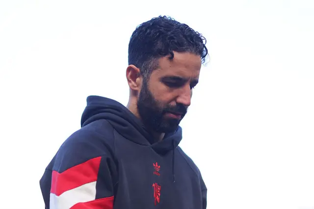 Ruben Amorim, head coach of Manchester United, leaves the field