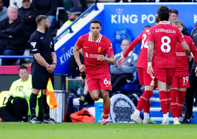 Liverpool's Trent Alexander-Arnold is subbed on