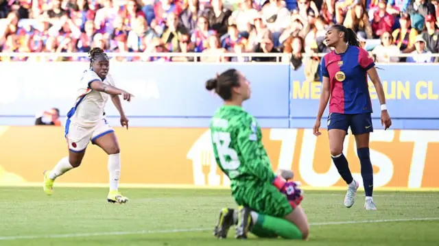 Sandy Baltimore celebrates her goal