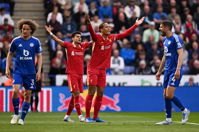 Virgil van Dijk of Liverpool reacts