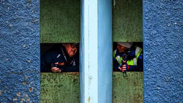 Turnstile stewards wait for spectators to arrive