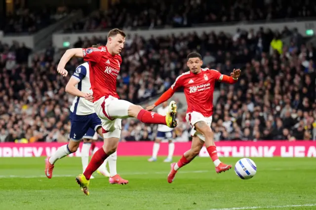 Wood sidefoots the second goal home but it is later ruled out