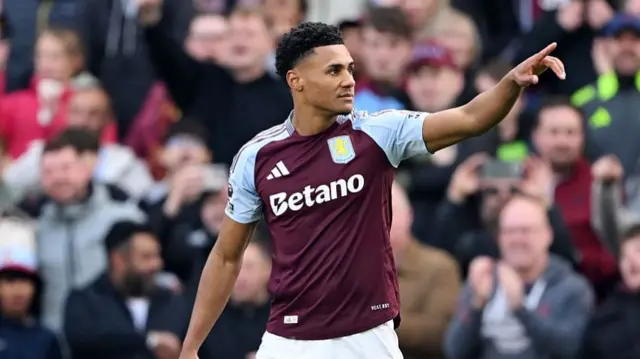 Ollie Watkins of Aston Villa celebrates scoring