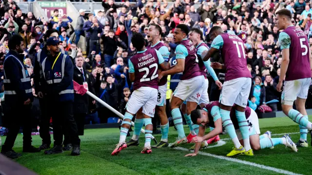 Josh Brownhill celebrates in front of the Burnley fans
