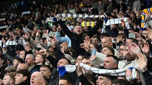 Leeds fans celebrate at Elland Road