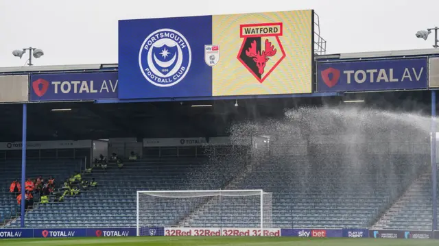 A view of the inside of Fratton Park