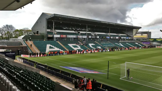 A view inside Plymouth's Home Park on matchday