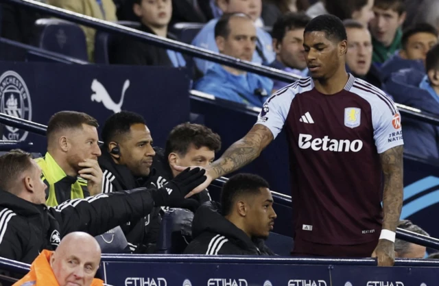 Aston Villa's Marcus Rashford after he was substituted