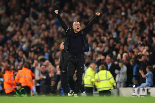 Pep Guardiola celebrates