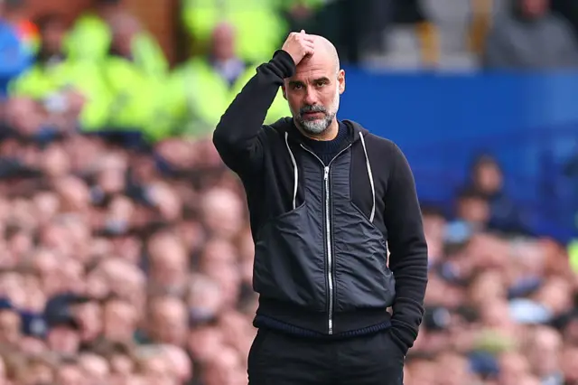 Guardiola at Goodison Park.