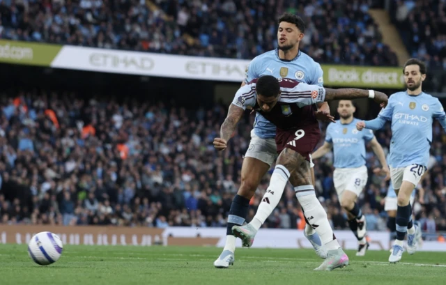 Aston Villa's Marcus Rashford shoots at goal