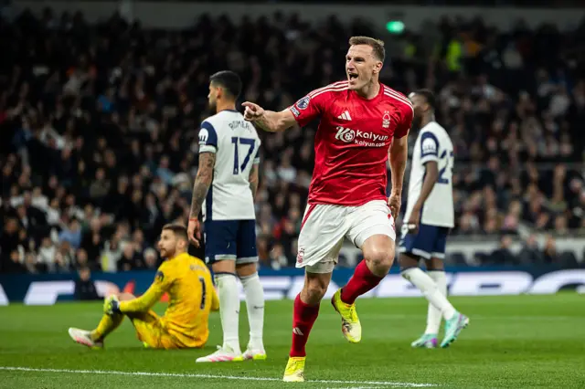 Chris Wood celebrates