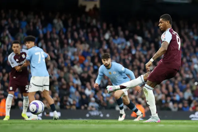 Marcus Rashford of Aston Villa scores