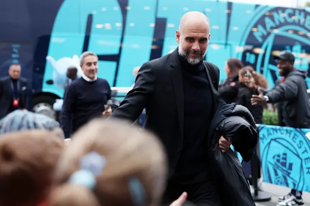 Pep Guardiola, Manager of Manchester City, arrive