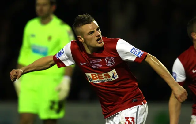 Jamie Vardy celebrating scoring for Fleetwood Town