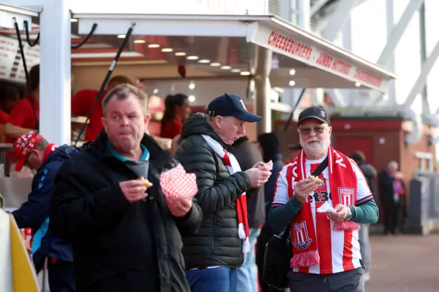 Stoke fans outside the ground before the game