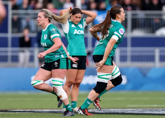 Jane Clohessy comes on for her Ireland debut