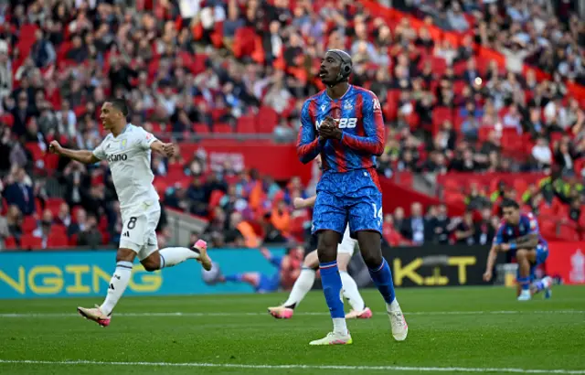 Jean-Philippe Mateta of Crystal Palace reacts,