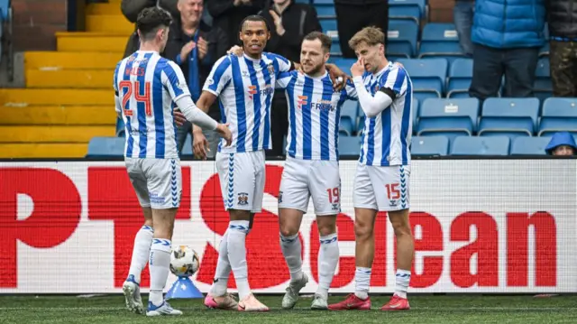 Killie players celebrate Anderson's opener