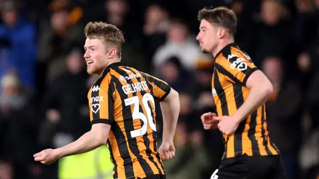 Joe Gelhardt (L) scored both Hull goals in their 2-1 win over Preston