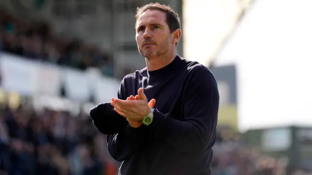 Coventry boss Frank Lampard claps the fans after the loss at Plymouth
