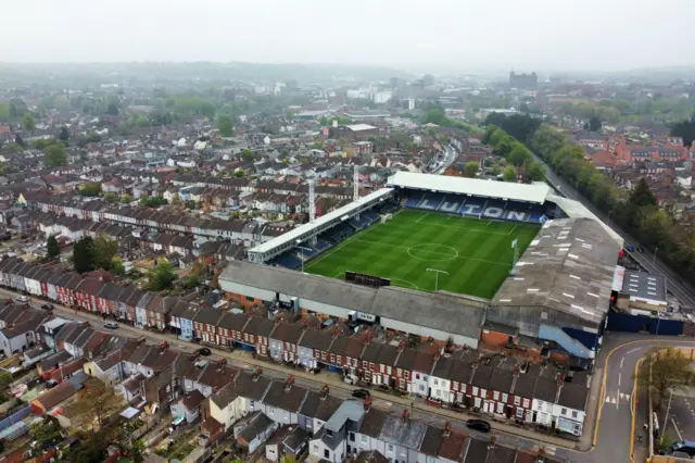 Luton's Kenilworth Road stadium from above before the game against Coventry