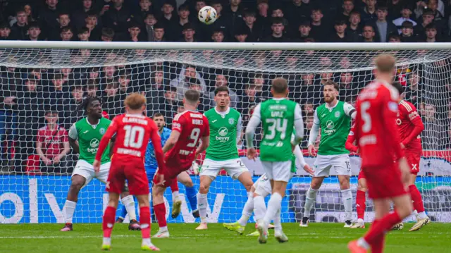 Kevin Nisbet scores for Aberdeen against Hibernian