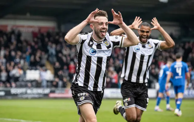 Conor McMenamin celebrates his St Mirren equaliser