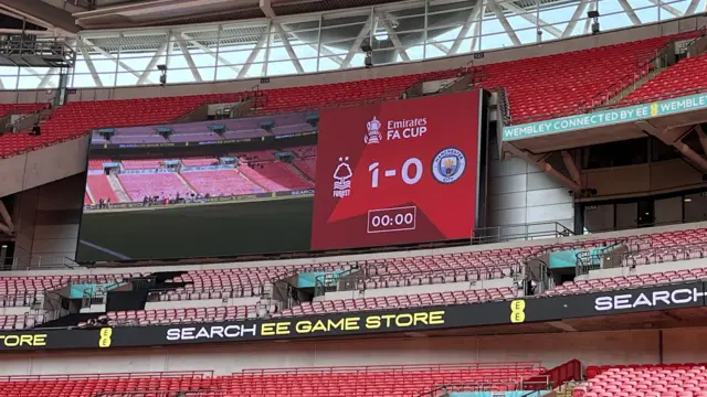 Scoreboard at Wembley ahead of FA Cup semi-final