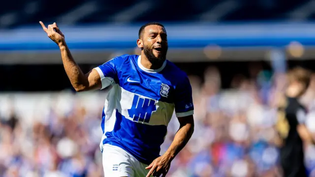 Birmingham City forward Keshi Anderson (14) scores and celebrates