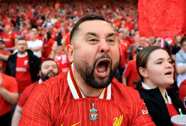 A fan of Liverpool shows their support