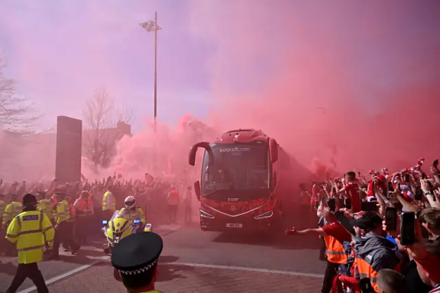 Fans of Liverpool show their support