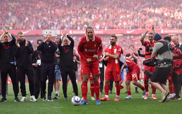 Virgil van Dijk of Liverpool celebrates