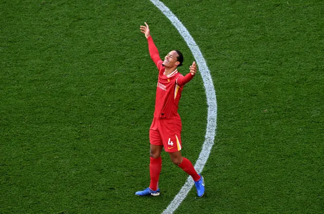 Virgil van Dijk of Liverpool celebrates
