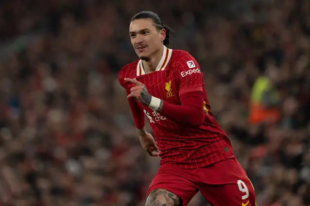 Liverpool's Darwin Nunez is in action