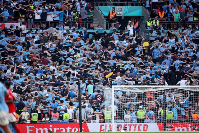 Man City fans celebrating