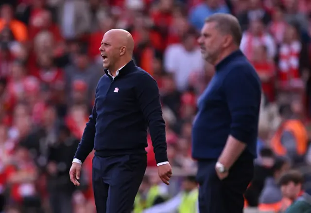 Arne Slot, Manger of Liverpool, looks on