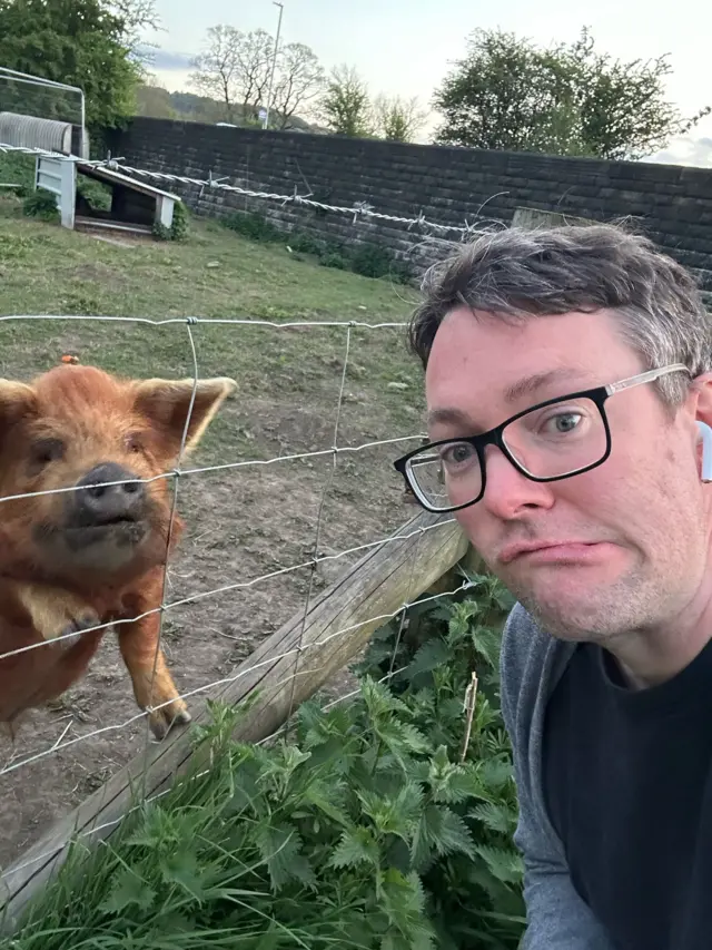 Liverpool fan with pig