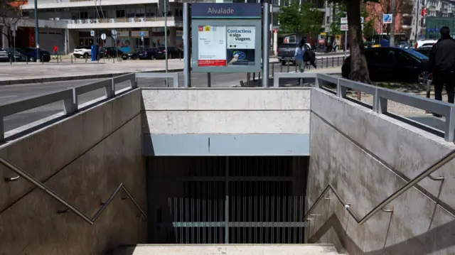 A closed metro station in Lisbon
