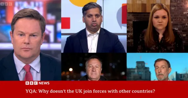 BBC correspondents on a split screen