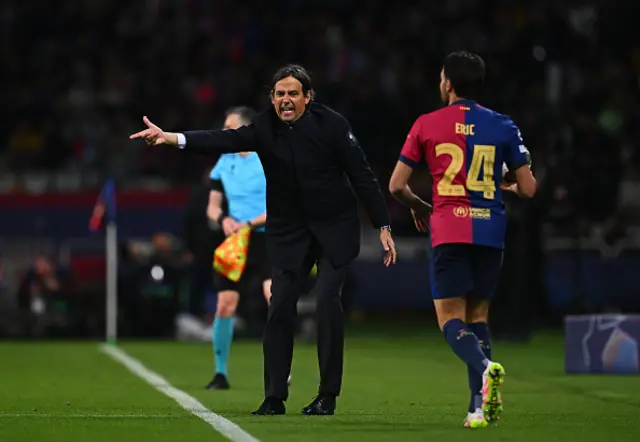 Head coach of FC Internazionale Simone Inzaghi reacts