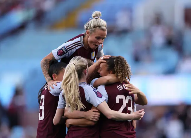 Aston Villa celebrate.