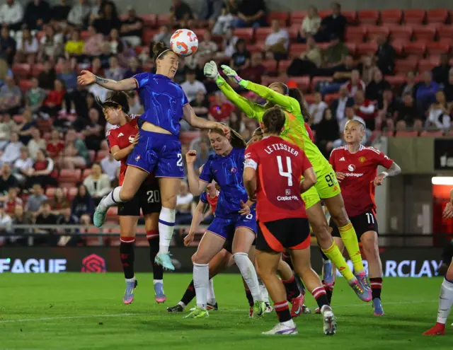 Bronze gets her head to the ball before Tullis-Joyce to head Chelsea into the lead
